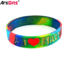 Wristband Maker Custom Fashion design glitter rubber silicone bracelet